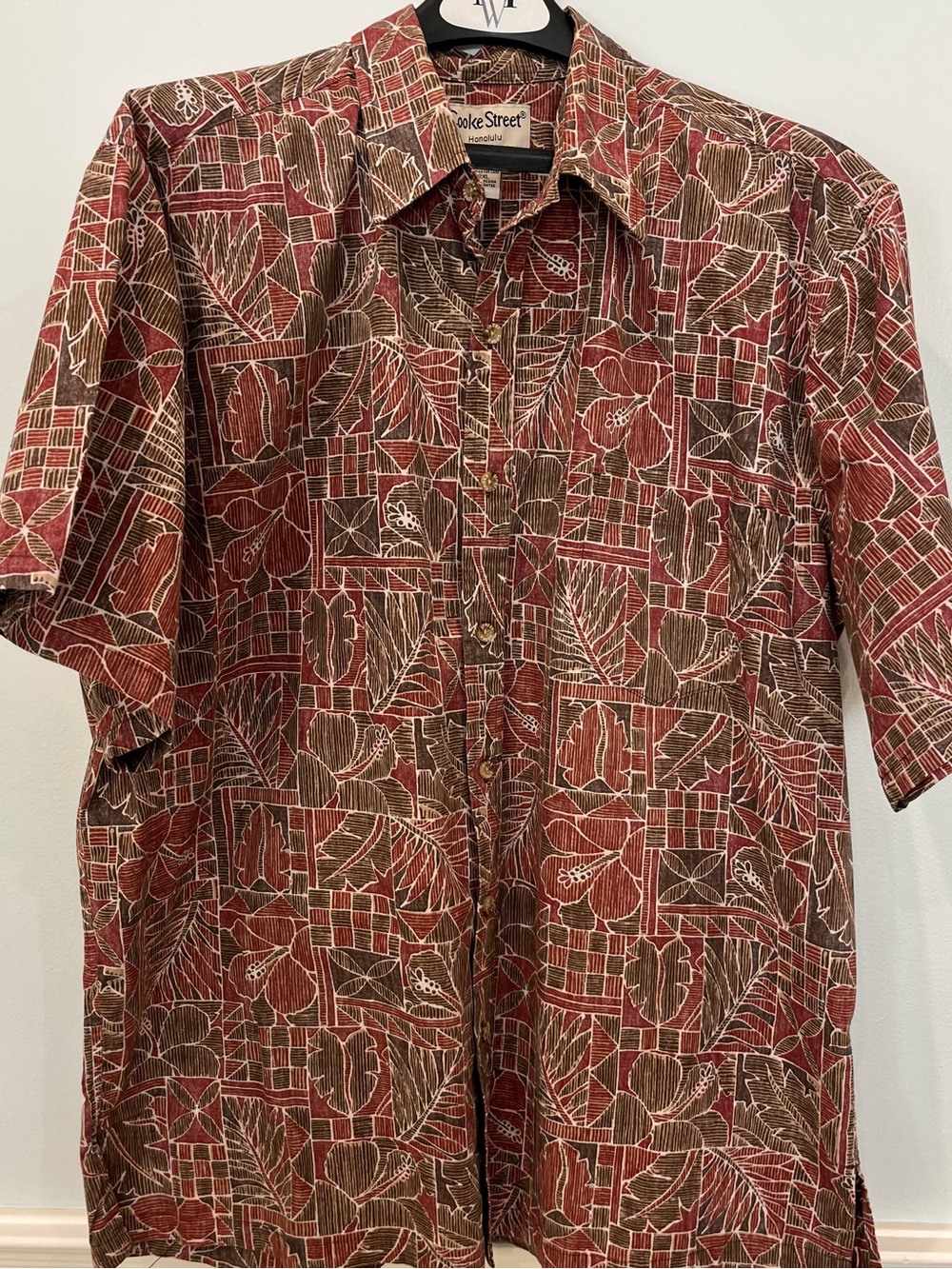 Cooke Street Honolulu Burgundy/Brown Hibiscus Hawaiian Shirt - Size 2XL
